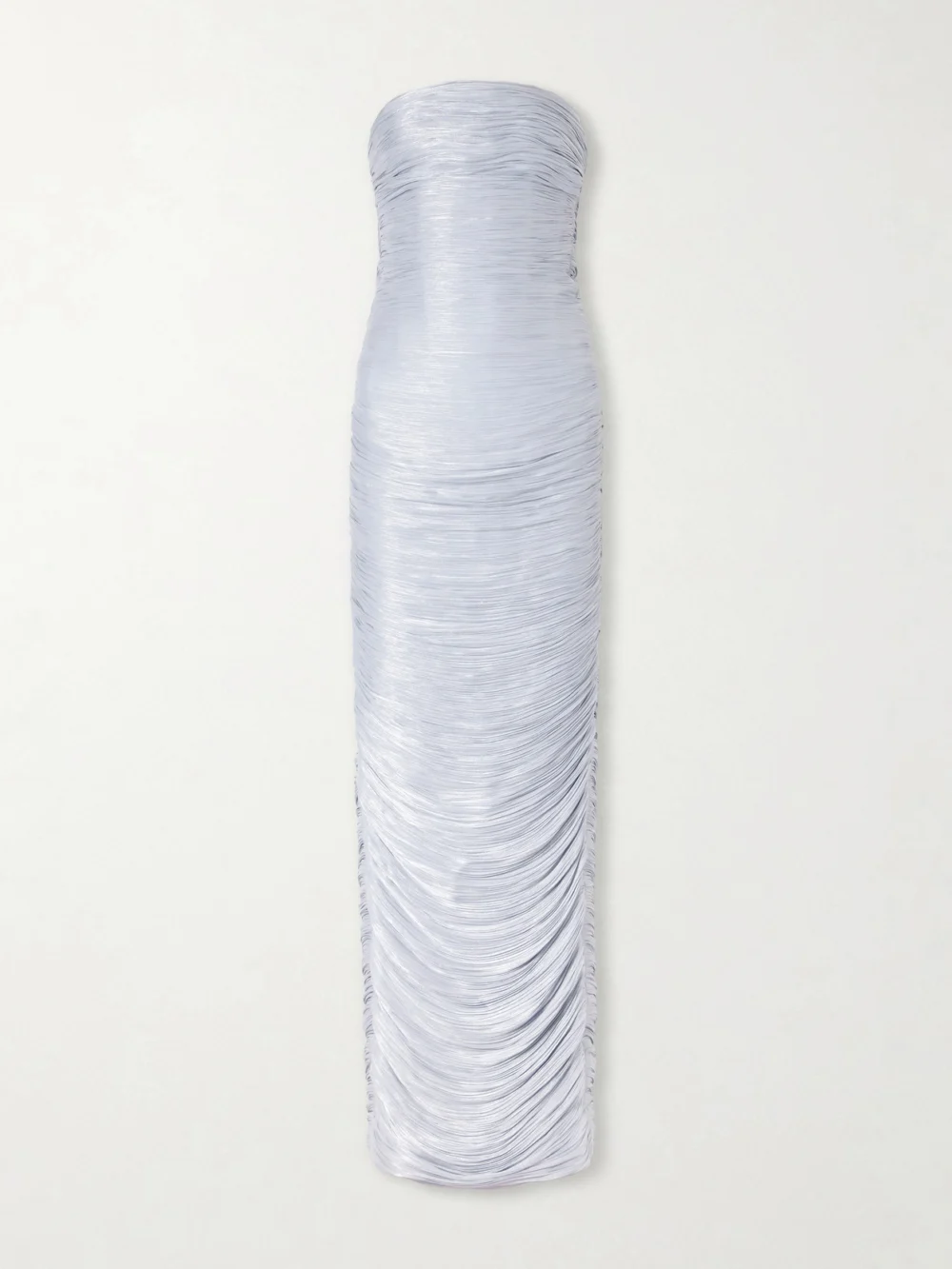 Marmar Halim Strapless Ruched Satin Gown in blue