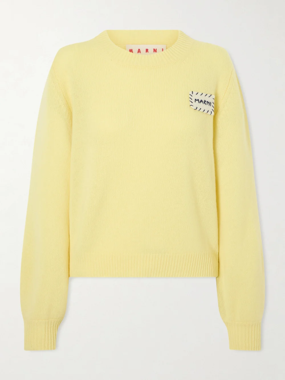 Marni Appliquéd Cashmere Sweater in pastel yellow