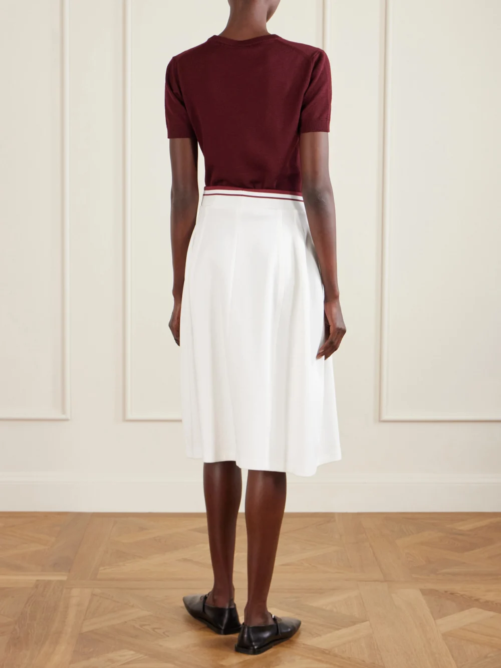 Back view of the Marni Appliquéd Cotton-blend Jersey Midi Skirt