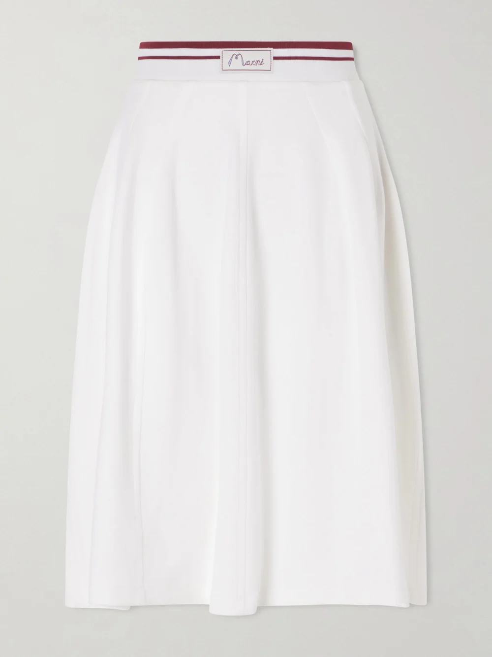 Marni Appliquéd Cotton-blend Jersey Midi Skirt in white