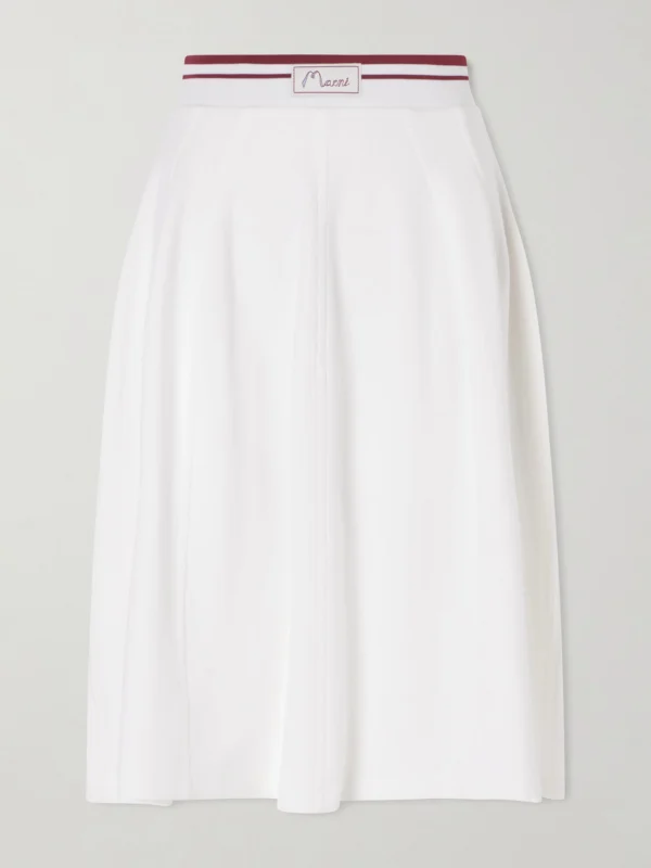 Marni Appliquéd Cotton-blend Jersey Midi Skirt
