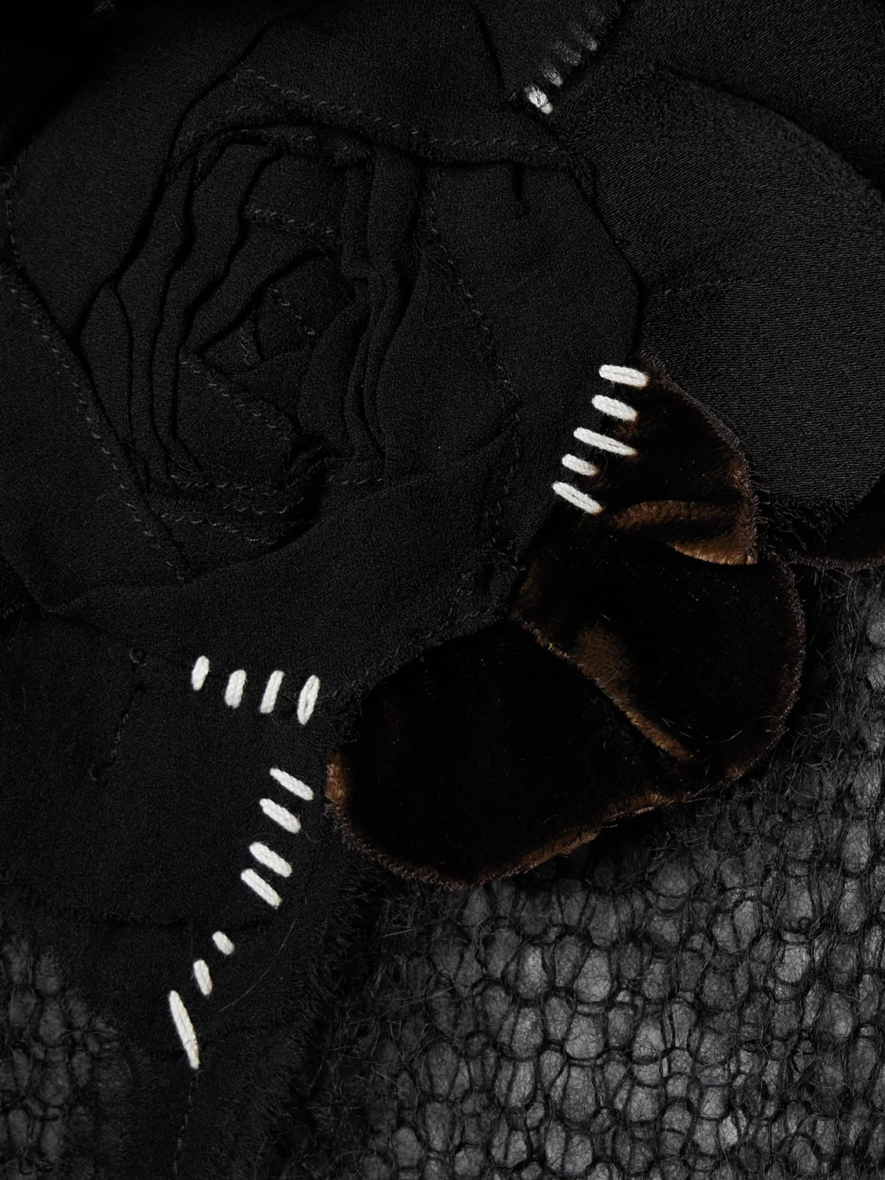 Close-up detail of the Marni Appliquéd Open-knit Mohair-blend Sweater