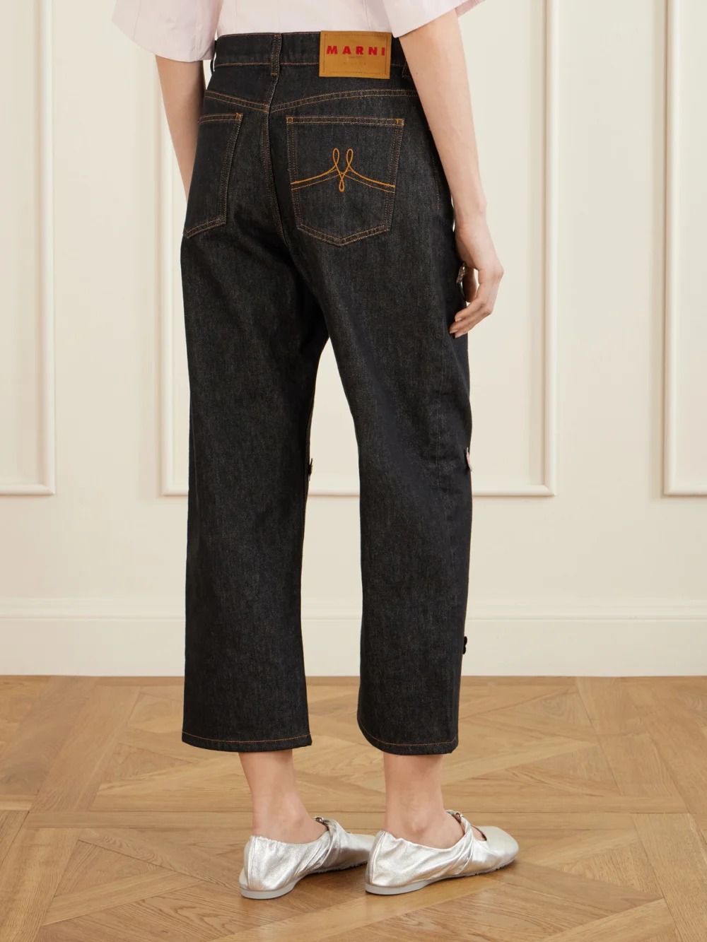 Back view of the Marni Appliquéd Straight-leg Jeans
