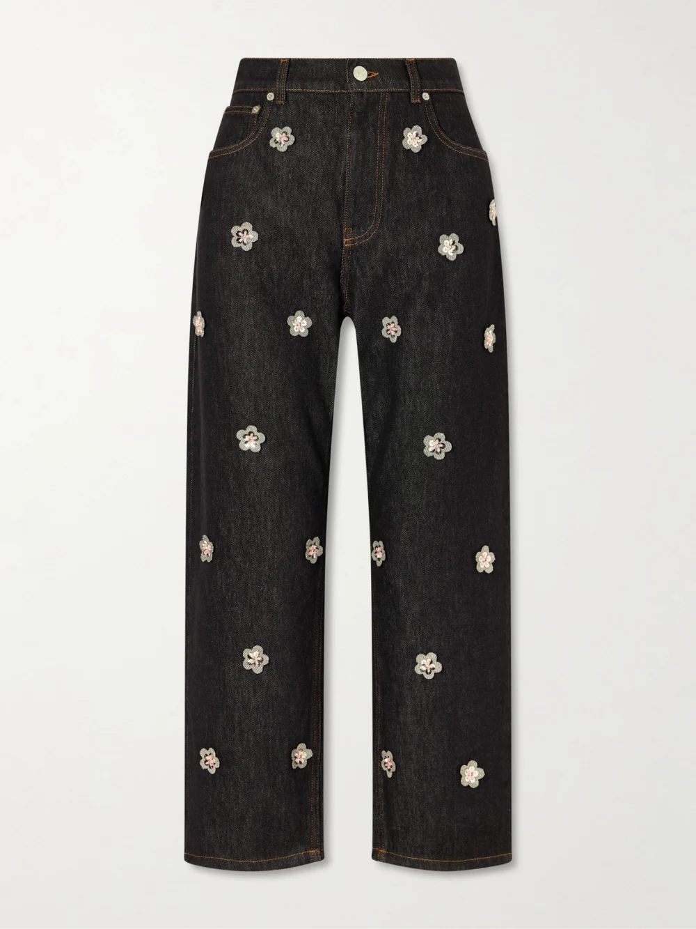 Marni Appliquéd Straight-leg Jeans in black