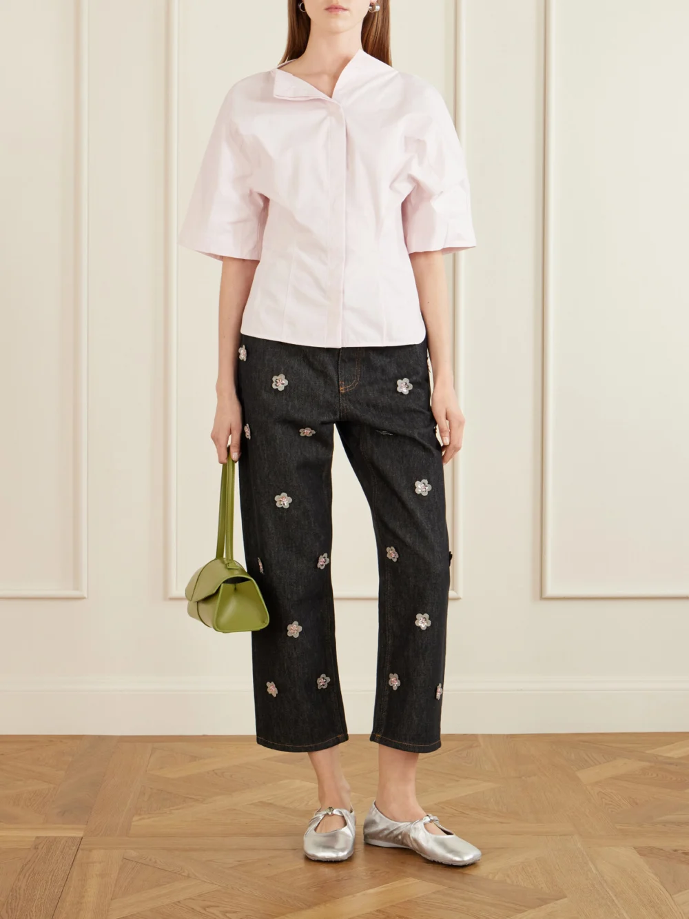 Marni Appliquéd Straight-leg Jeans, worn by a model
