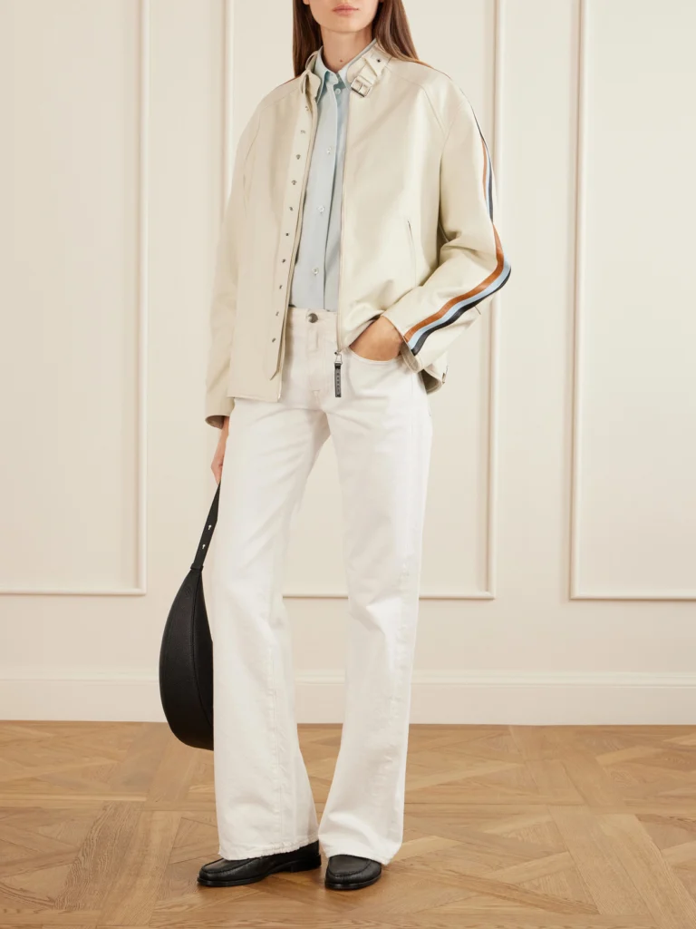 Marni Belted Striped Leather Jacket