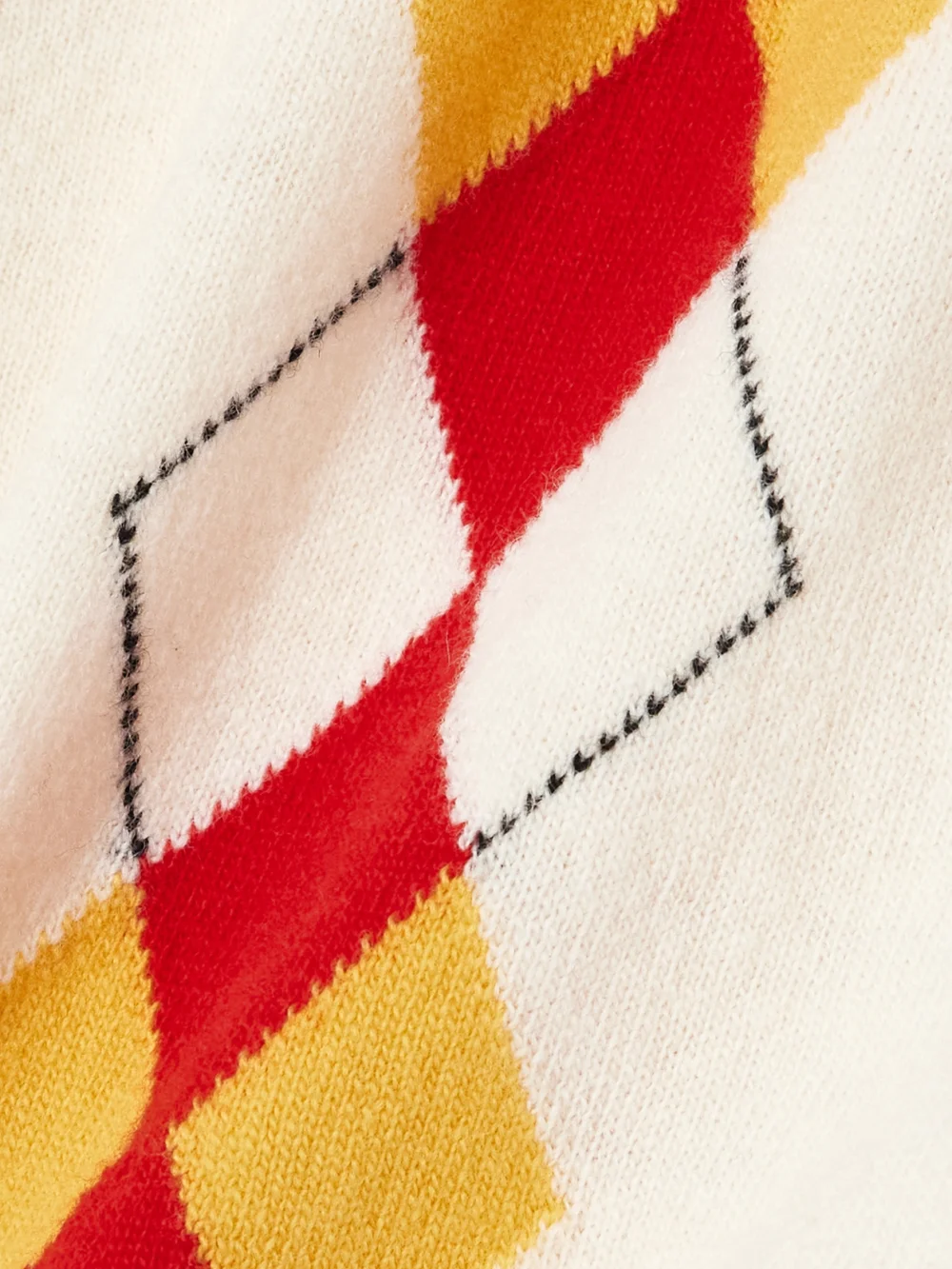 Close-up detail of the Marni Cropped Embroidered Argyle Wool Cardigan