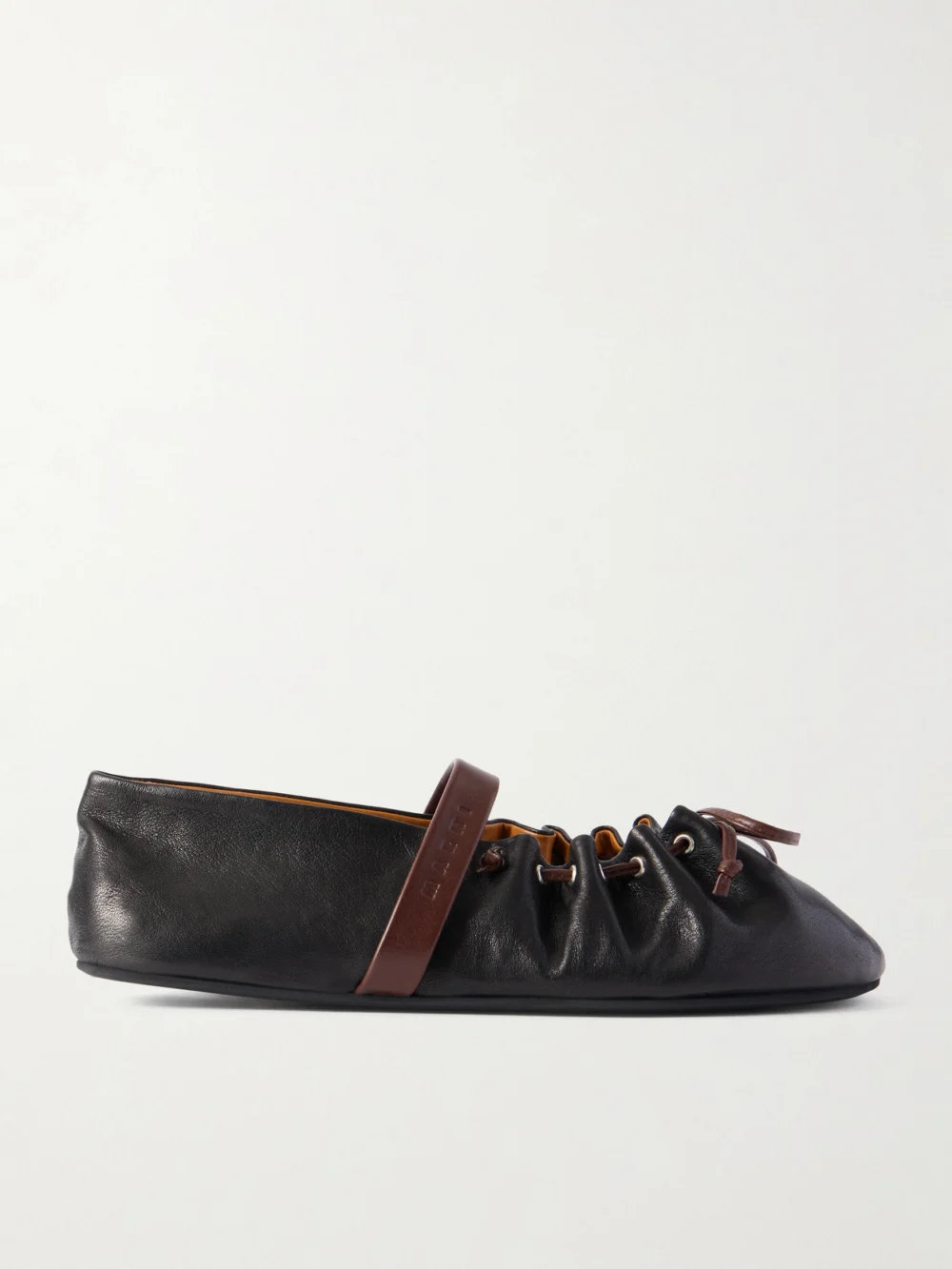 Marni Dancer Bow-detailed Leather Ballet Flats in black