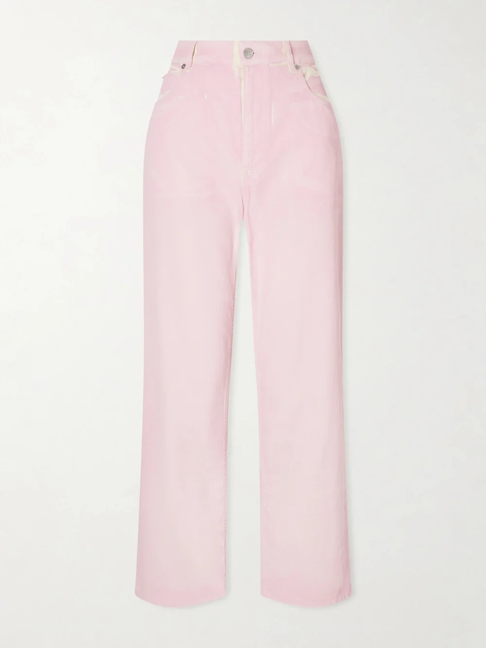 Marni Distressed High-rise Wide-leg Denim Jeans in pastel pink
