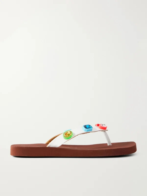 Marni Embellished Coated Flip Flops