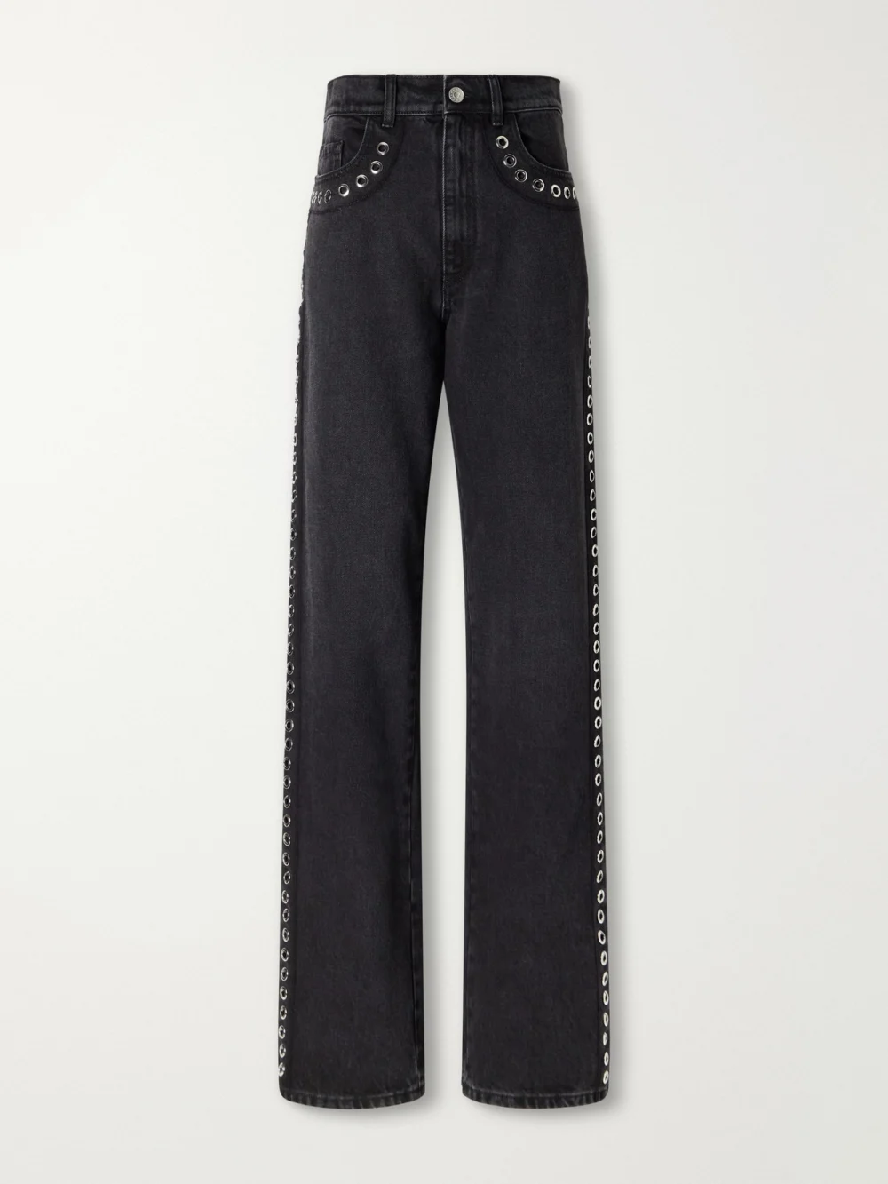 Marni Embellished Mid-rise Straight-leg Jeans in black