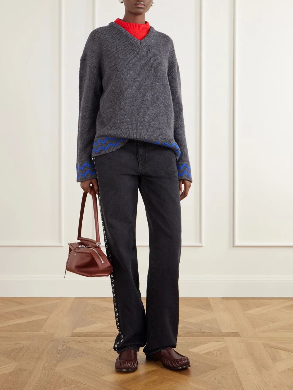 Marni Embellished Mid-rise Straight-leg Jeans, worn by a model