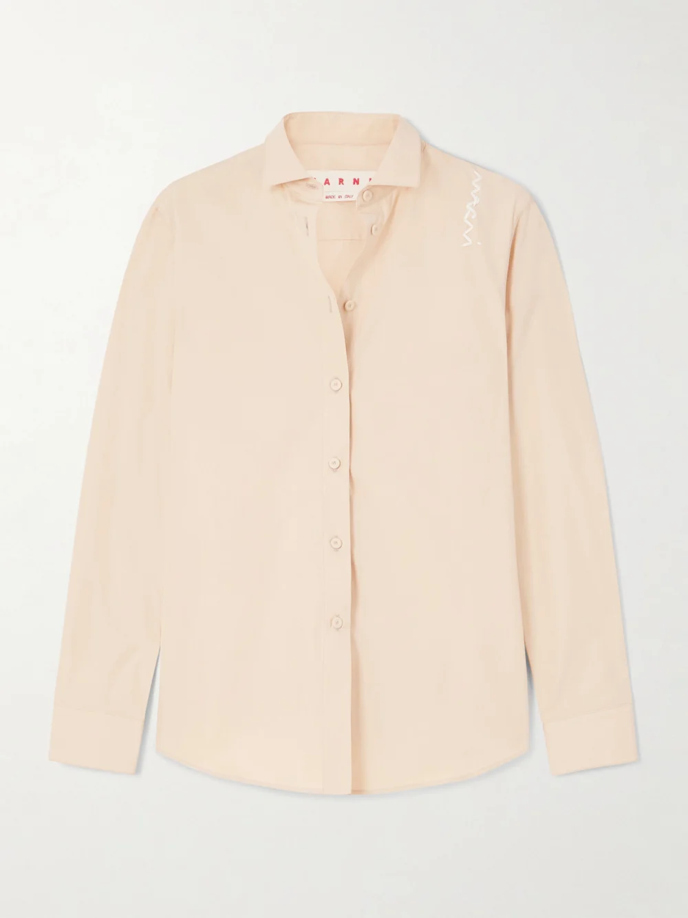 Marni Embroidered Organic Cotton-poplin Shirt in peach