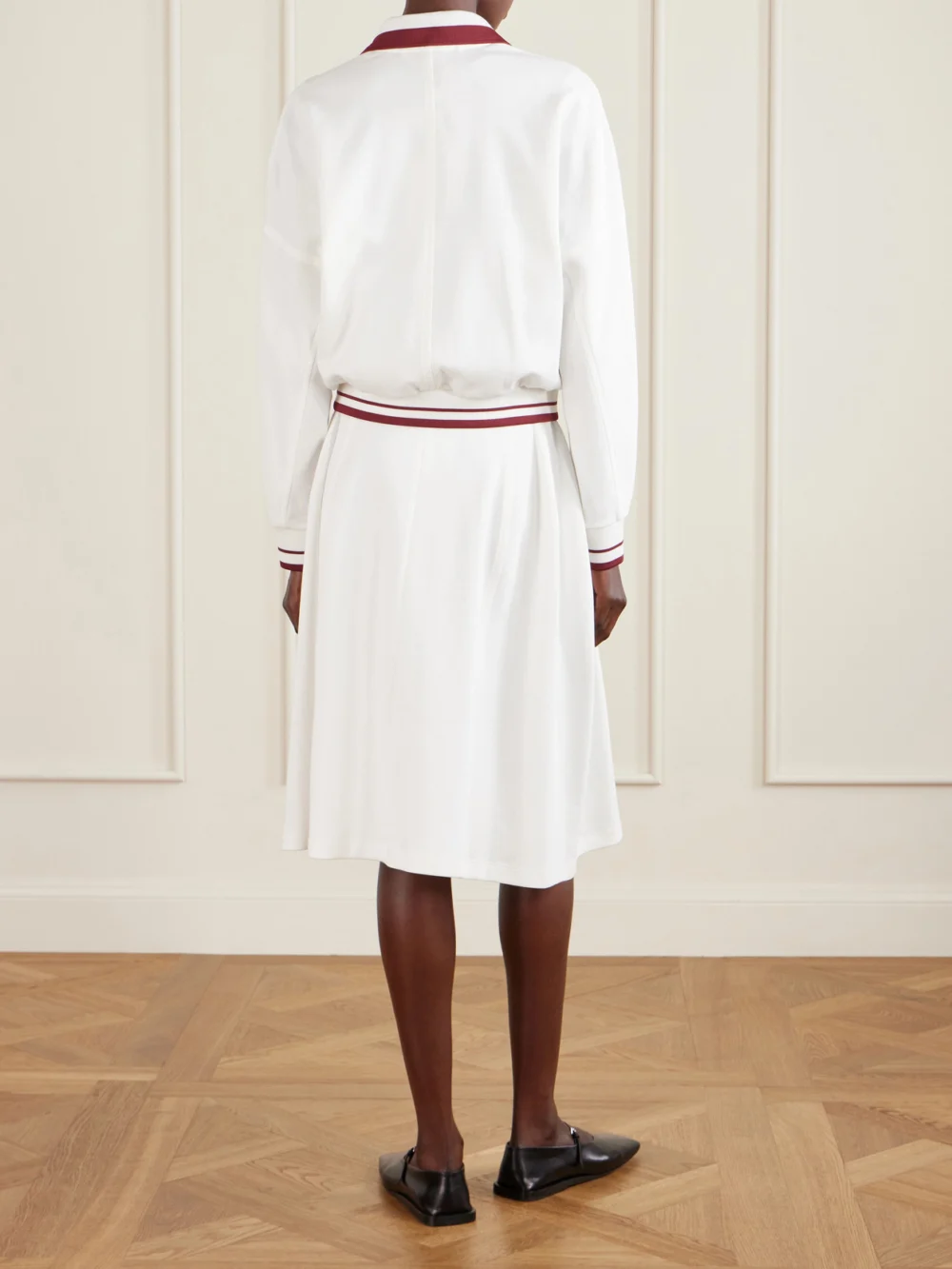 Back view of the Marni Embroidered Striped Cotton-blend Jacket