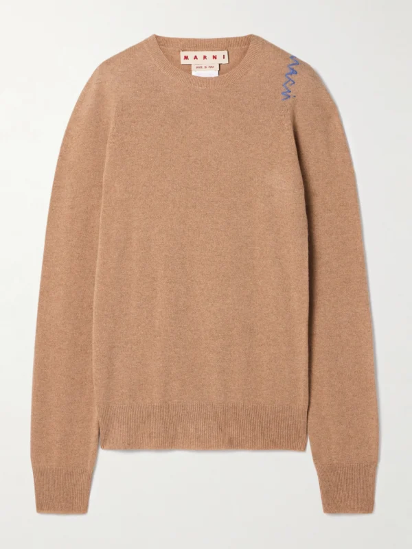 Marni Embroidered Wool and Cashmere-blend Sweater