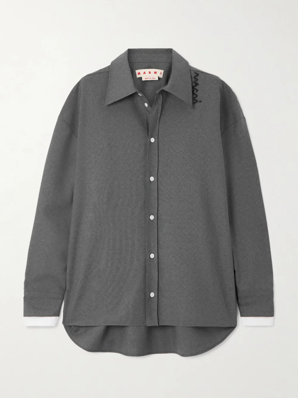 Marni Embroidered Wool Shirt in gray