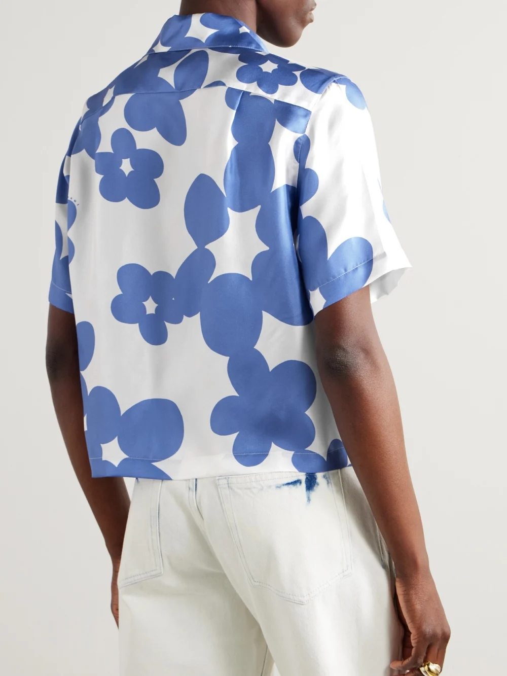 Back view of the Marni Floral-print Silk-twill Shirt