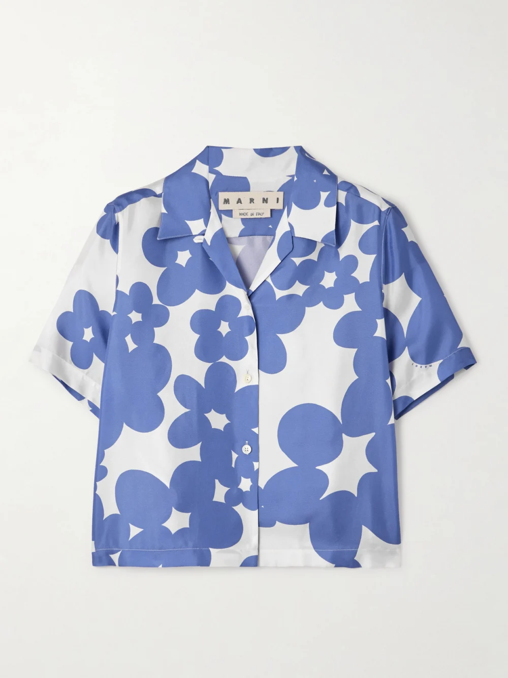 Marni Floral-print Silk-twill Shirt in blue