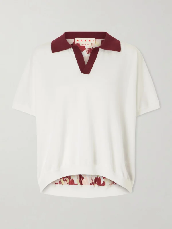 Marni Floral-printed Silk and Cotton-blend Polo Sweater
