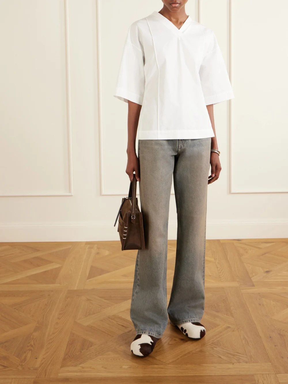 Marni Fussbett Calf Hair Clogs, styled view