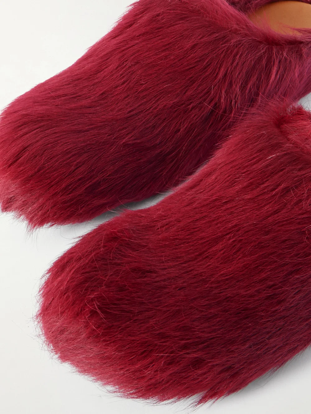 Close-up detail of the Marni Fussbett Calf Hair Clogs