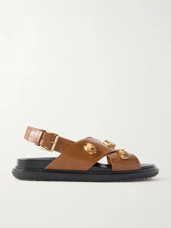 Marni Fussbett Embellished Leather Slingback Sandals