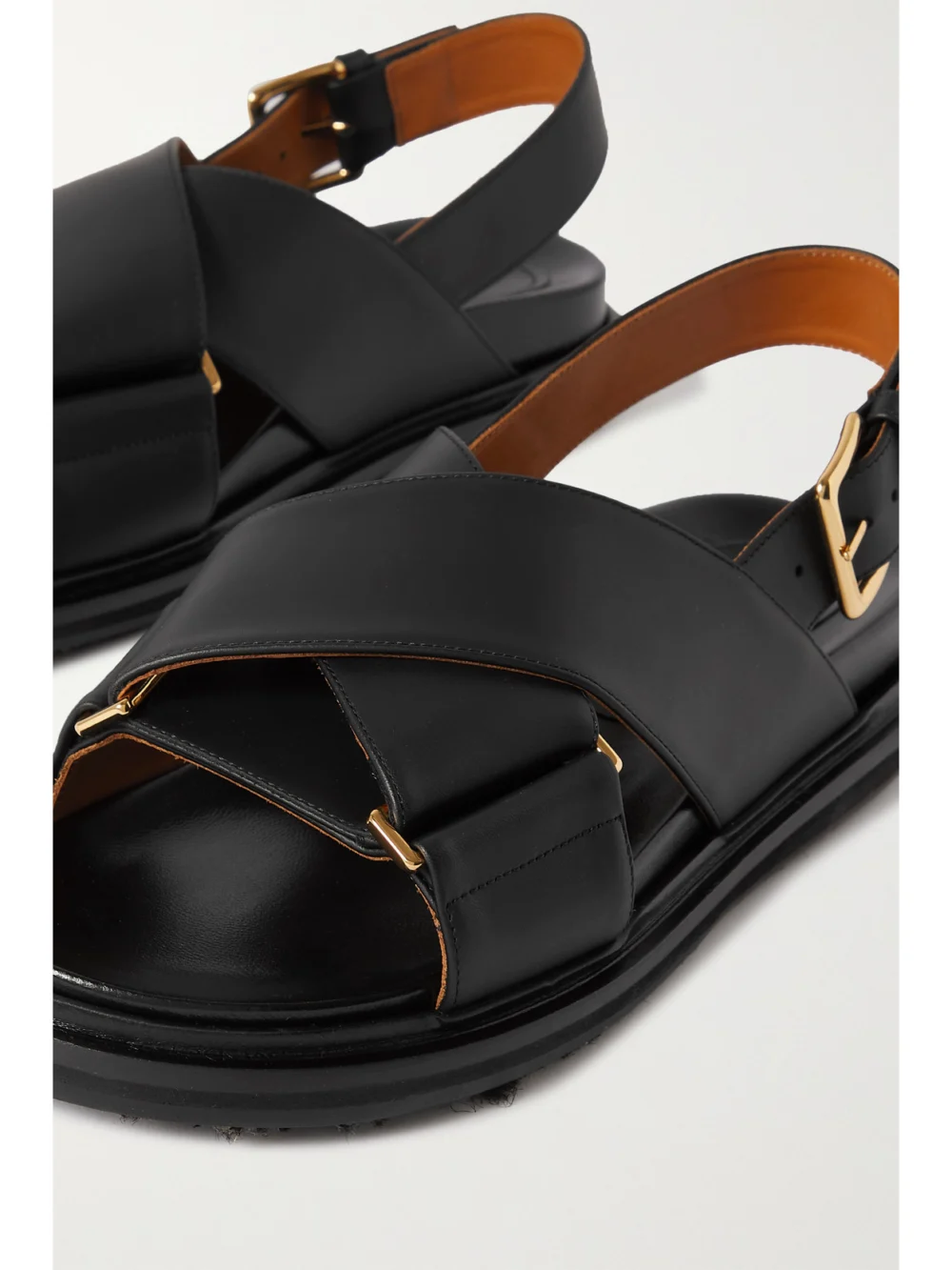 Close-up detail of the Marni Fussbett Leather Slingback Sandals