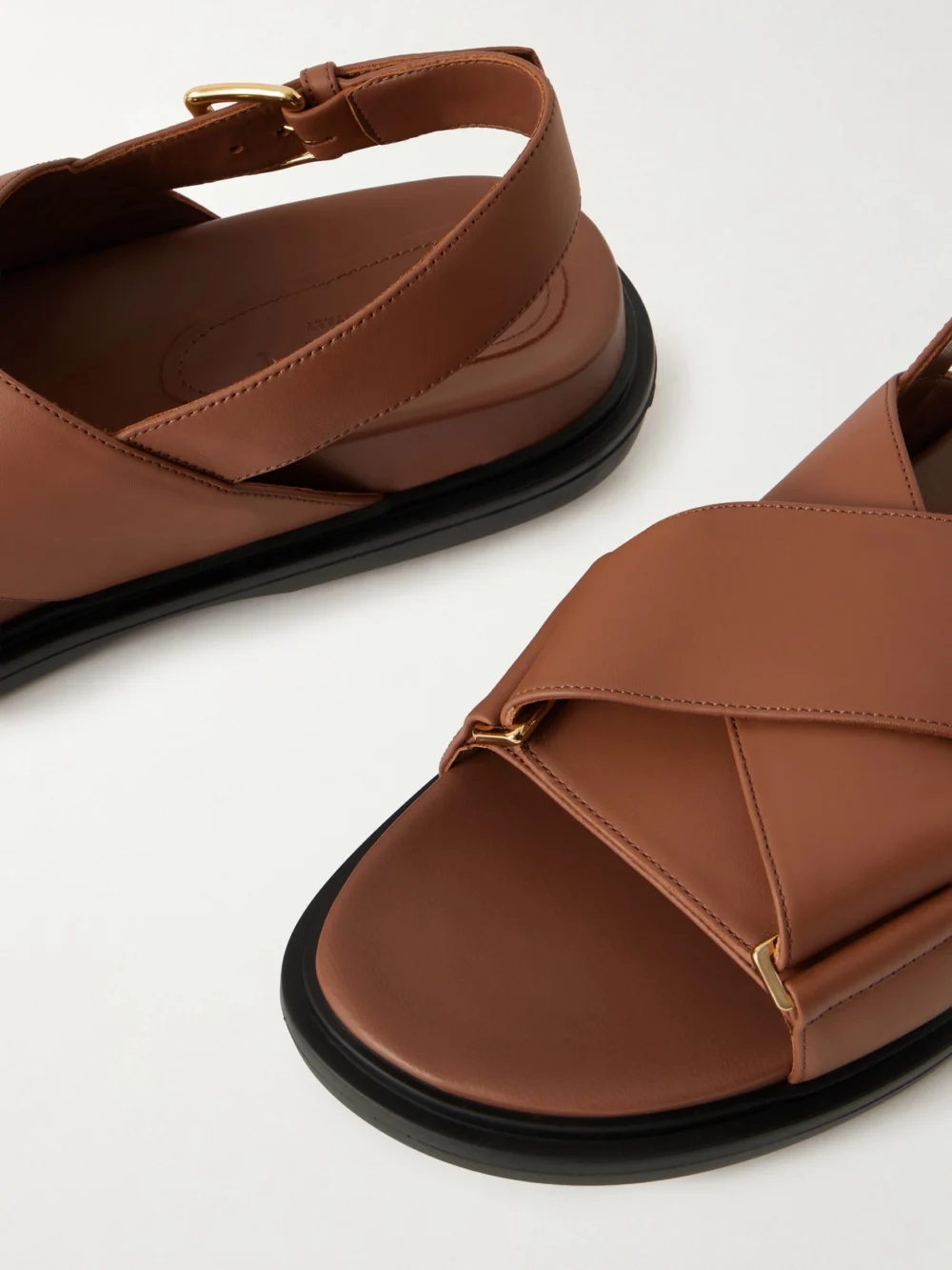 Close-up detail of the Marni Fussbett Leather Slingback Sandals