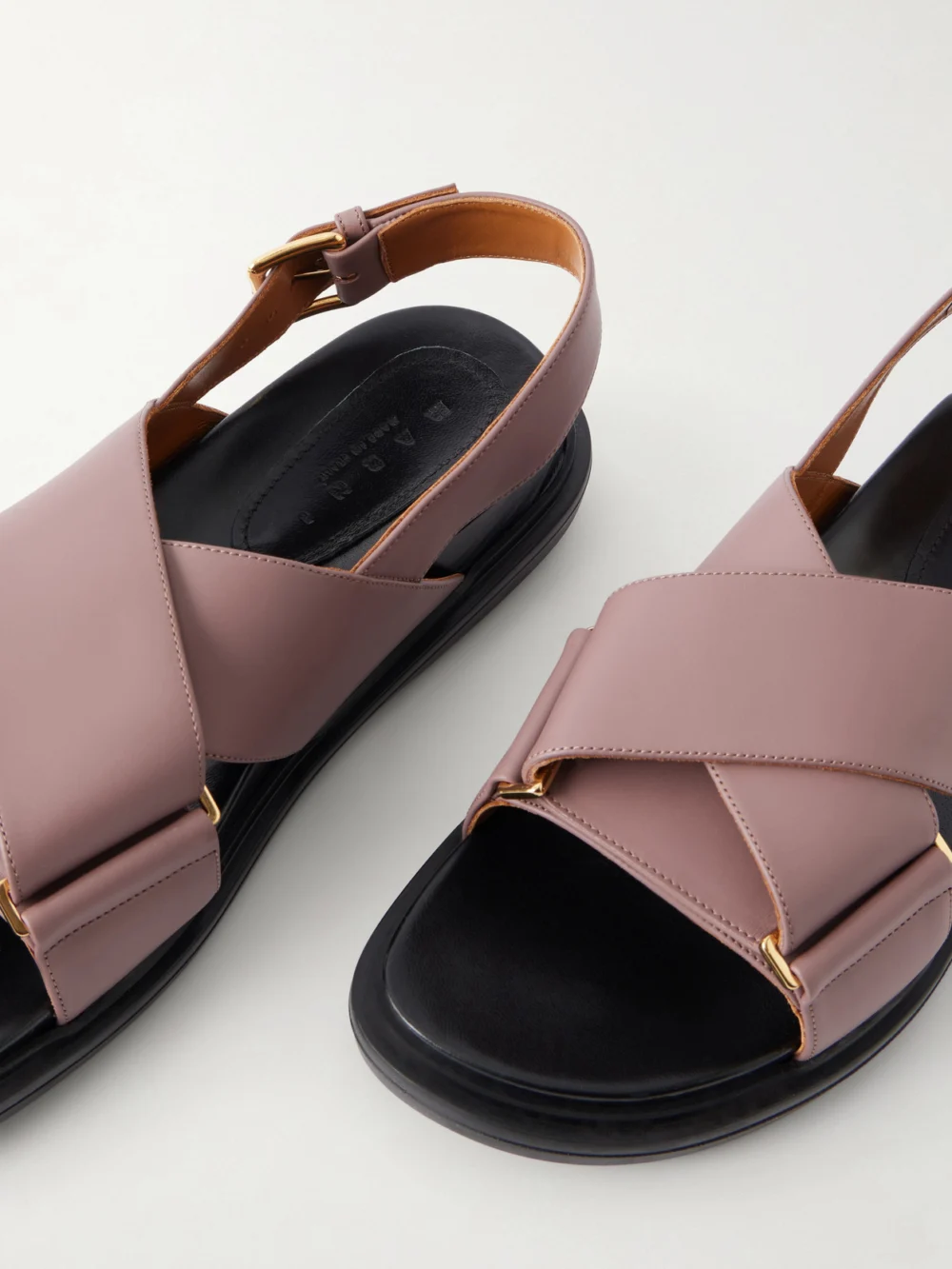Close-up detail of the Marni Fussbett Two-tone Leather Slingback Sandals