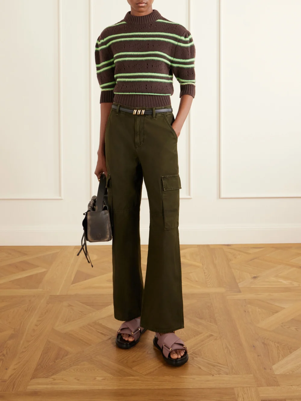 Marni Fussbett Two-tone Leather Slingback Sandals, styled view