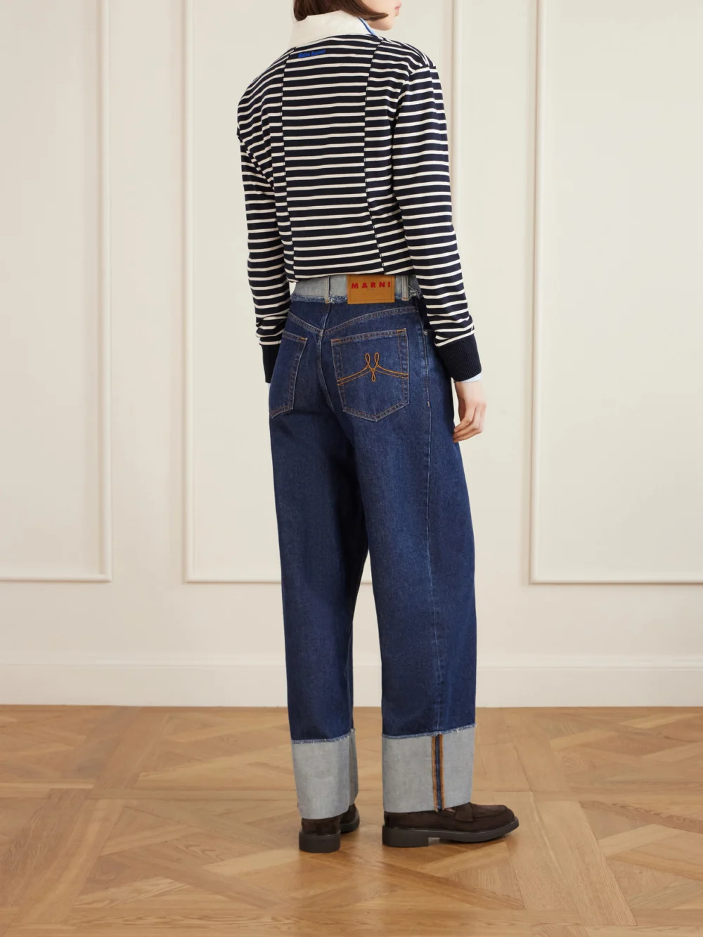 Back view of the Marni High-rise Straight-leg Denim Jeans