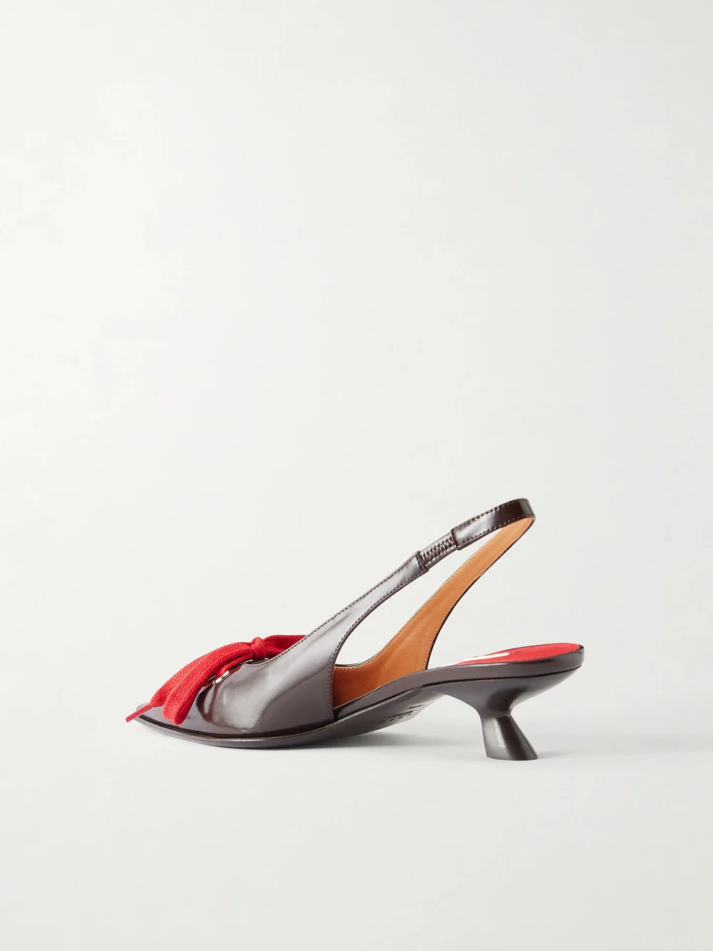Back view of the Marni Kat Lace-up Leather Slingback Pumps