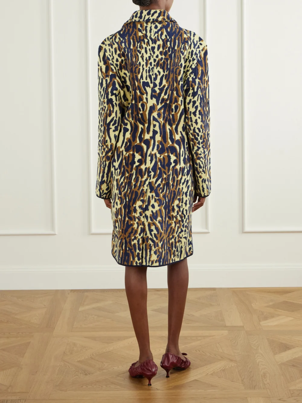Back view of the Marni Leopard-jacquard Virgin Wool Coat