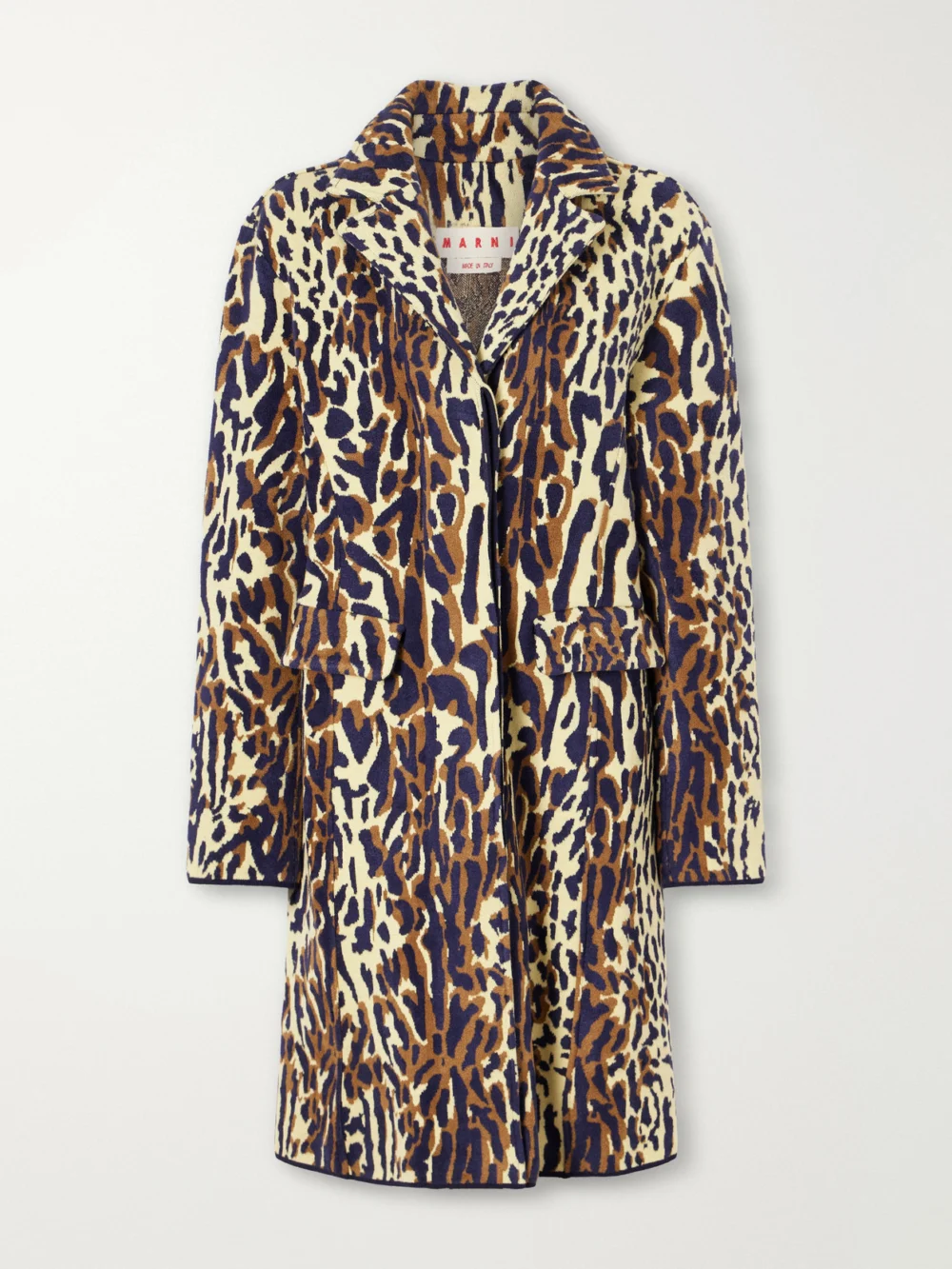Marni Leopard-jacquard Virgin Wool Coat in multi