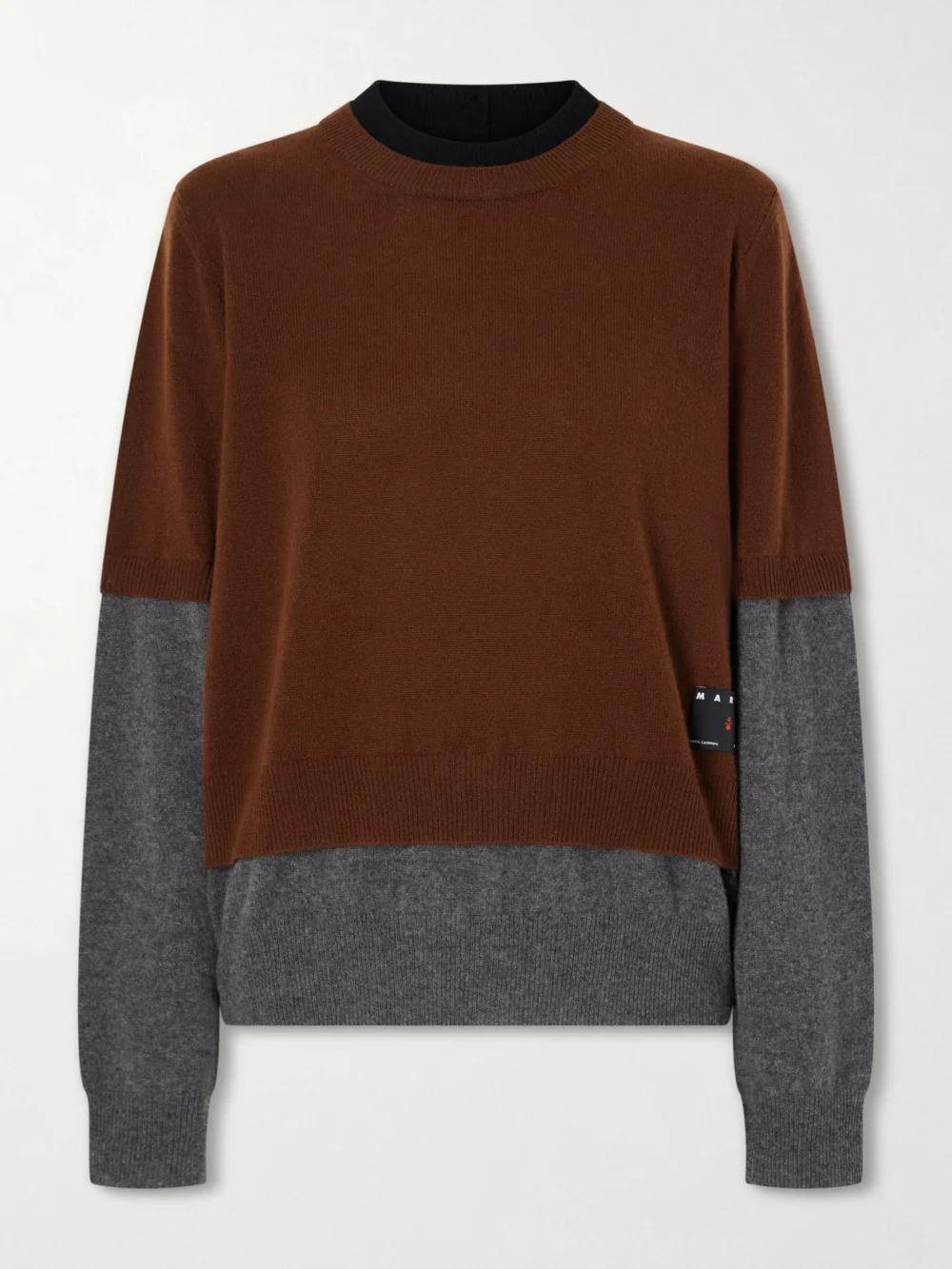 Marni Logo-appliquéd Cashmere Cardigan in brown