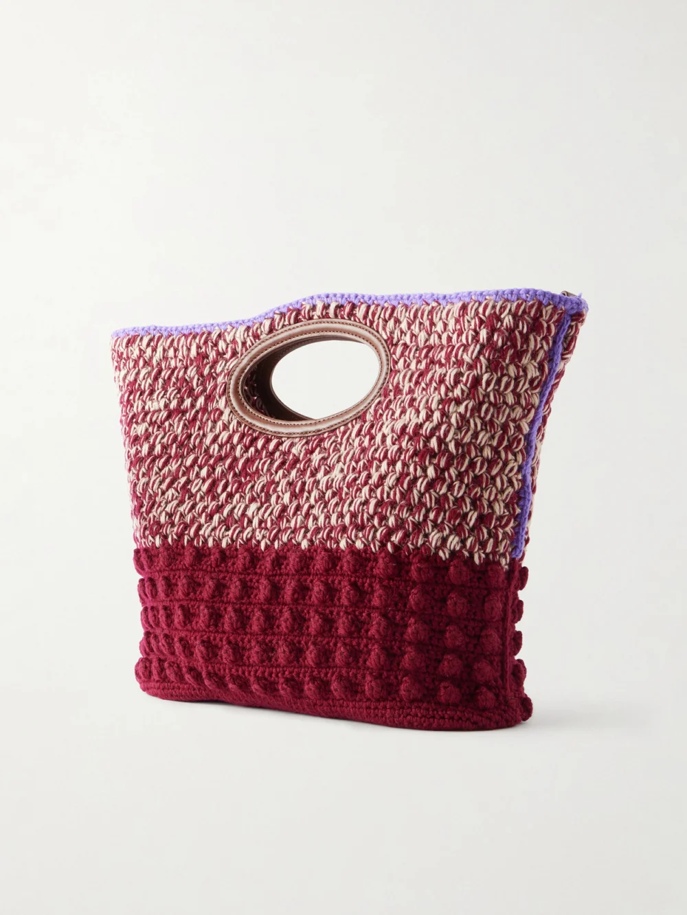 Back view of the Marni Logo-appliquéd Leather-trimmed Knitted Wool Clutch