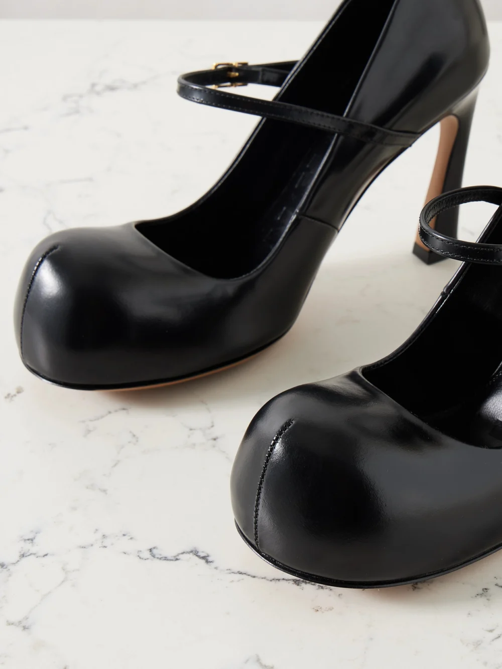 Close-up detail of the Marni New Wave Leather Mary Jane Pumps