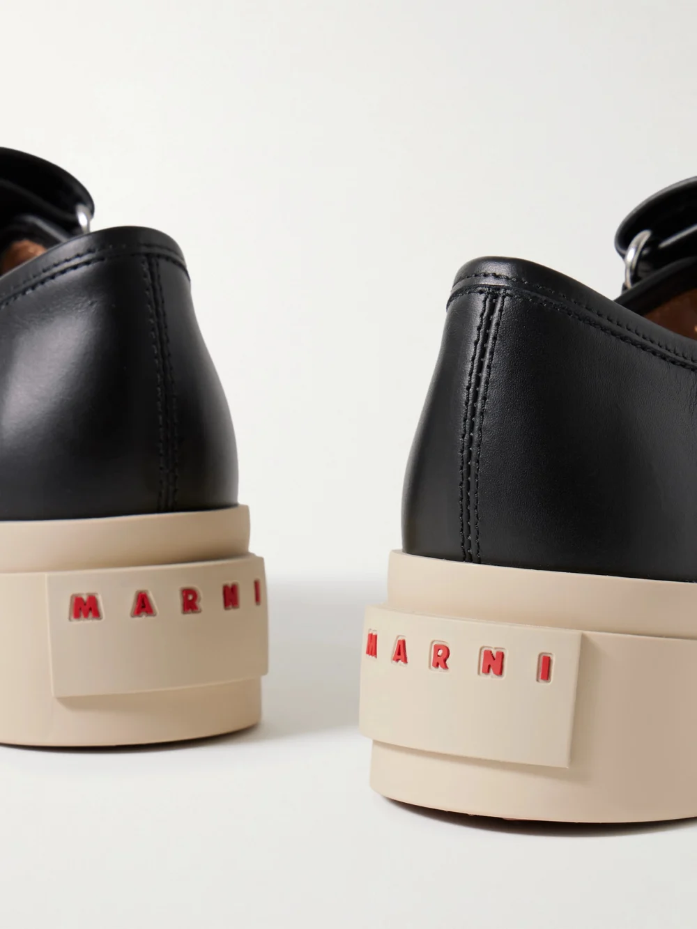 Close-up detail of the Marni Pablo Leather Mary Jane Platform Sneakers