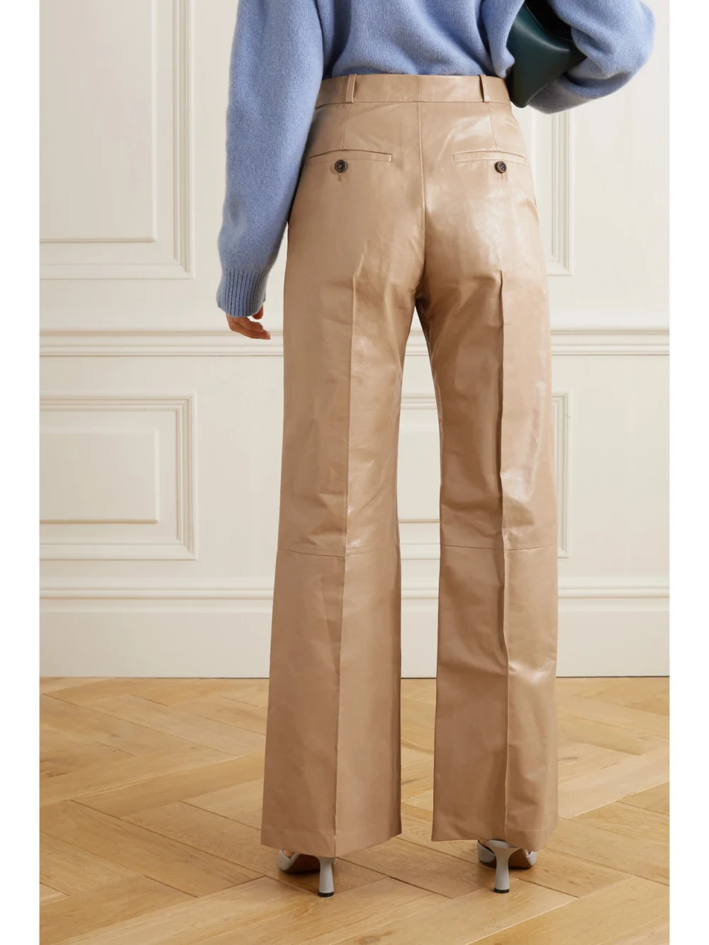 Back view of the Marni Pintucked Leather Wide-leg Pants