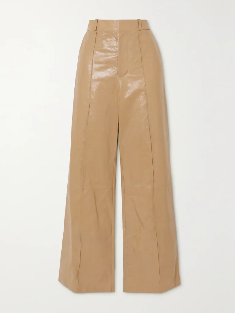 Marni Pintucked Leather Wide-leg Pants