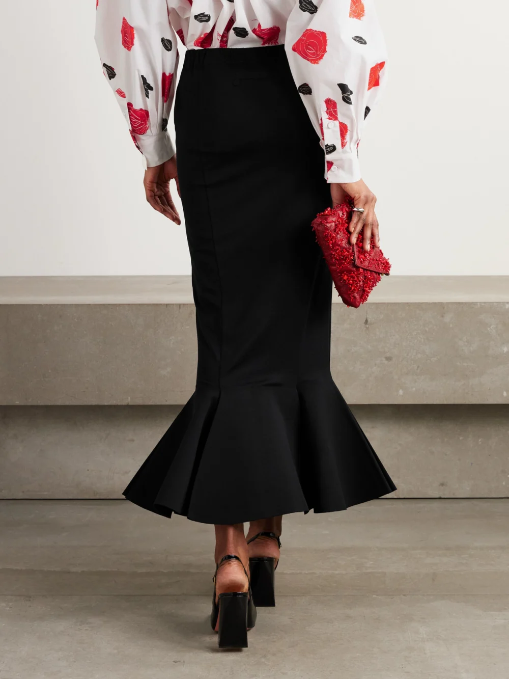 Back view of the Marni Pleated Cotton-jersey Midi Skirt
