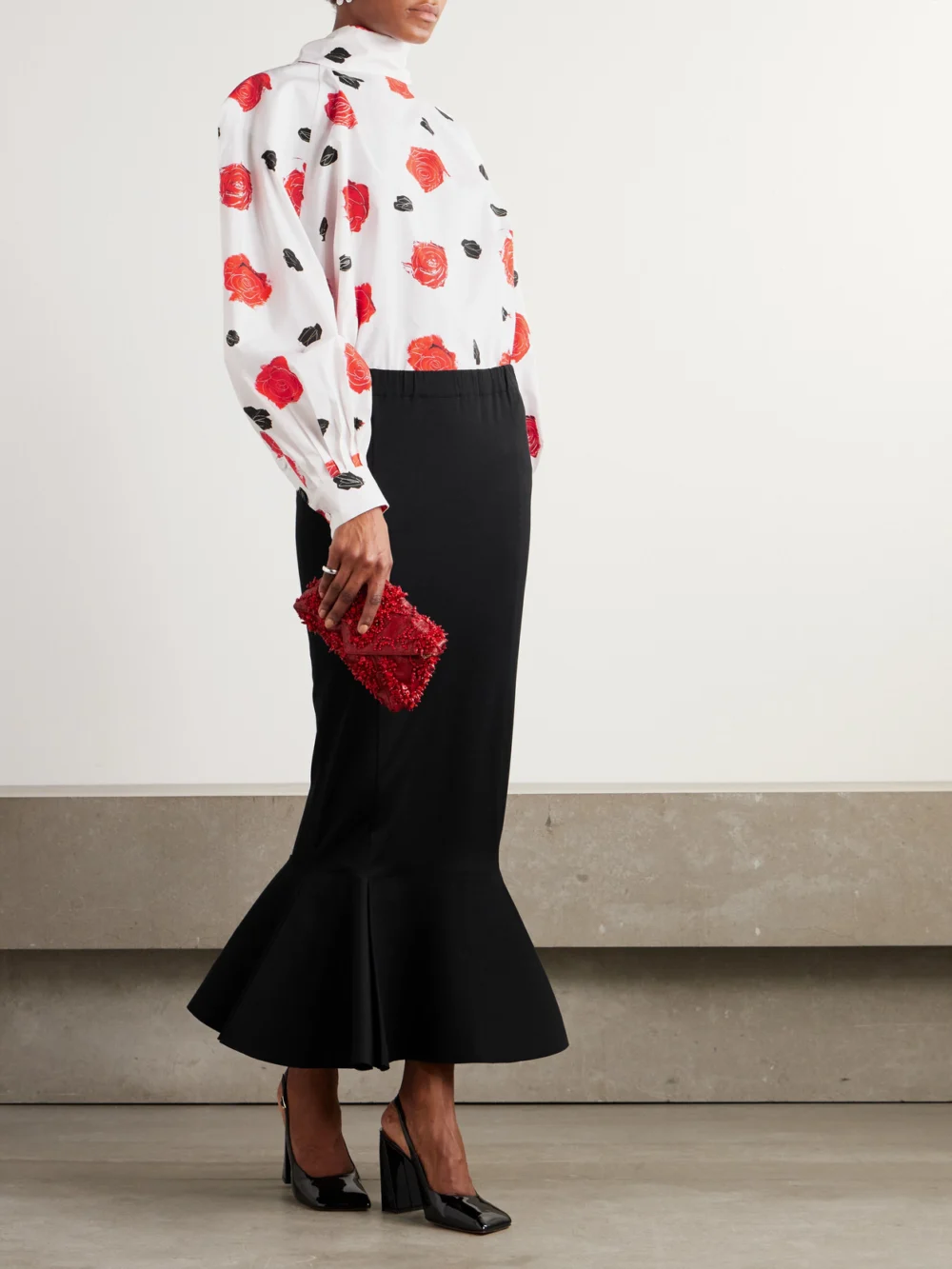 Marni Pleated Cotton-jersey Midi Skirt, worn by a model