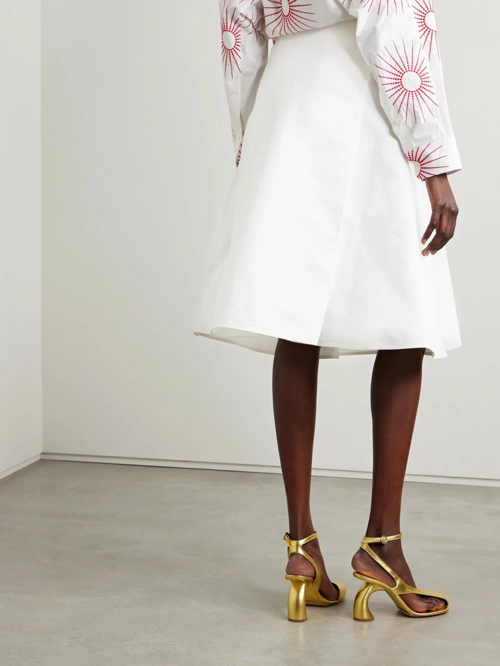 Back view of the Marni Pleated Cotton Midi Skirt