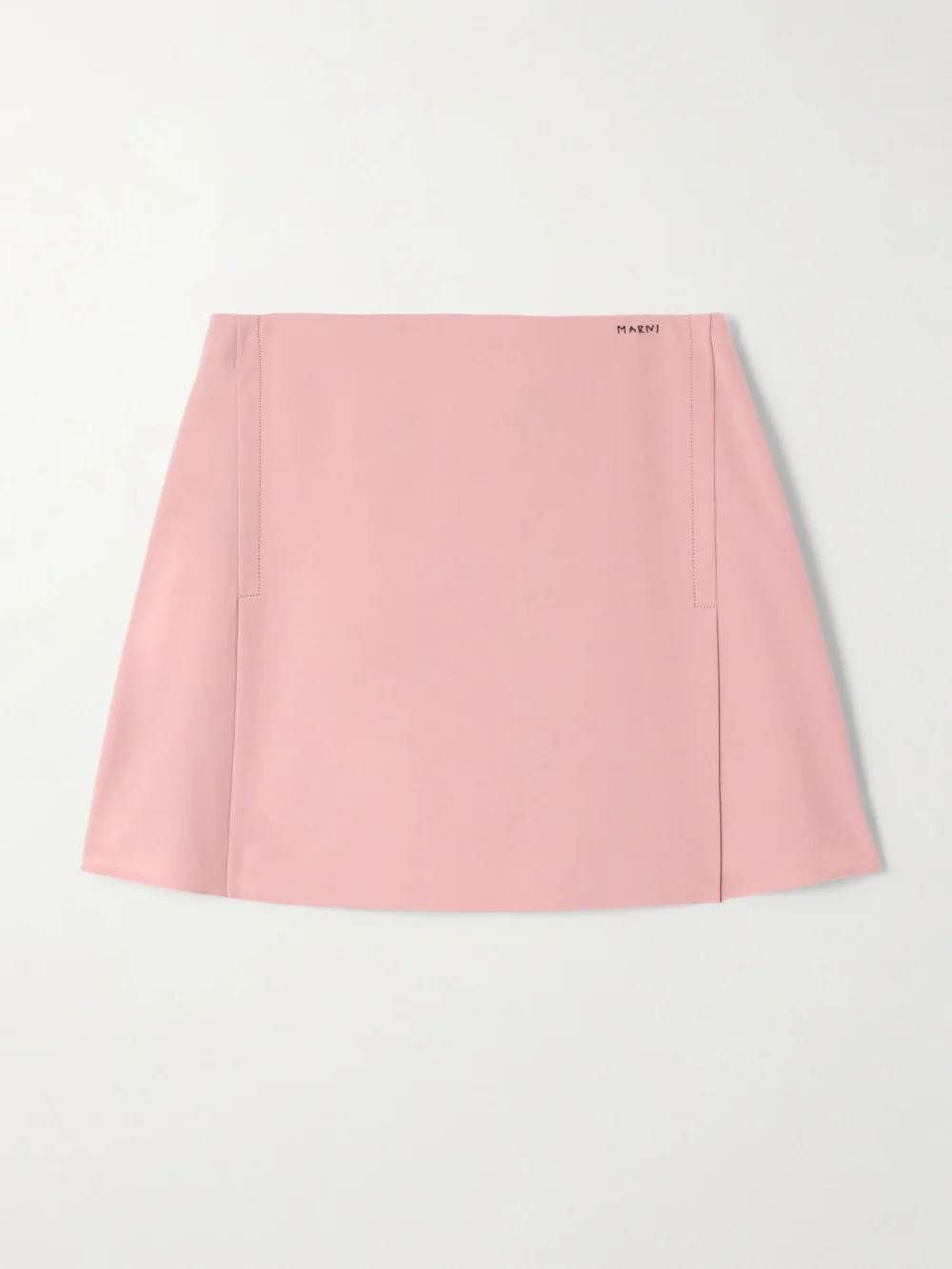 Marni Pleated Embroidered Woven Mini Skirt in antique rose