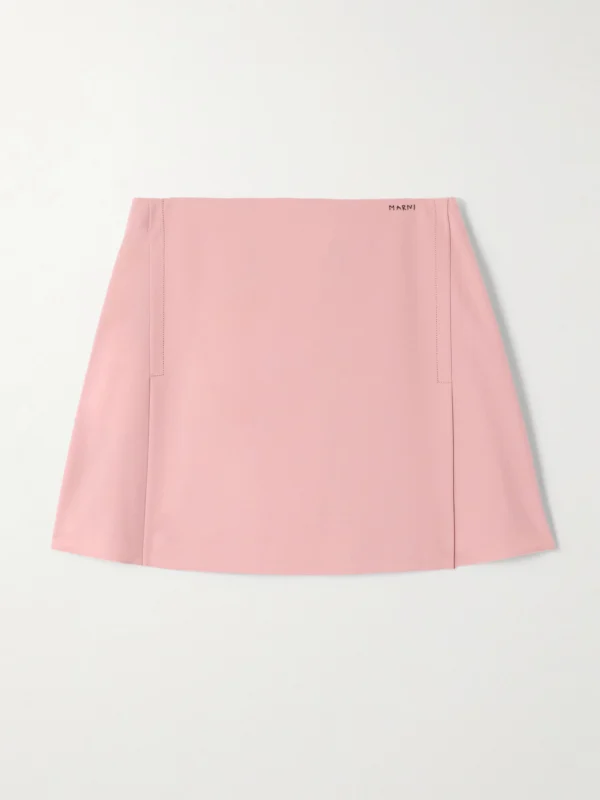 Marni Pleated Embroidered Woven Mini Skirt