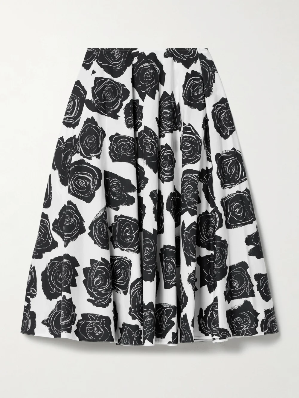 Marni Pleated Floral-print Cotton-poplin Midi Skirt in white