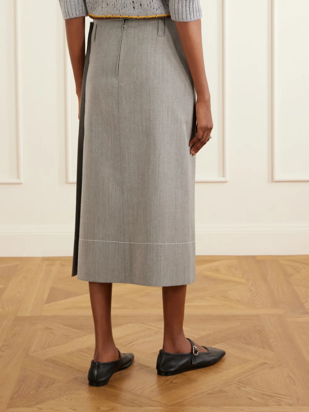 Back view of the Marni Pleated Virgin-wool Midi Skirt