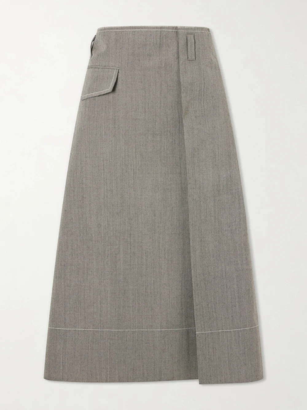 Marni Pleated Virgin-wool Midi Skirt in gray