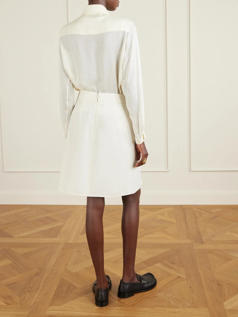 Back view of the Marni Pleated Wool-crepe Skirt