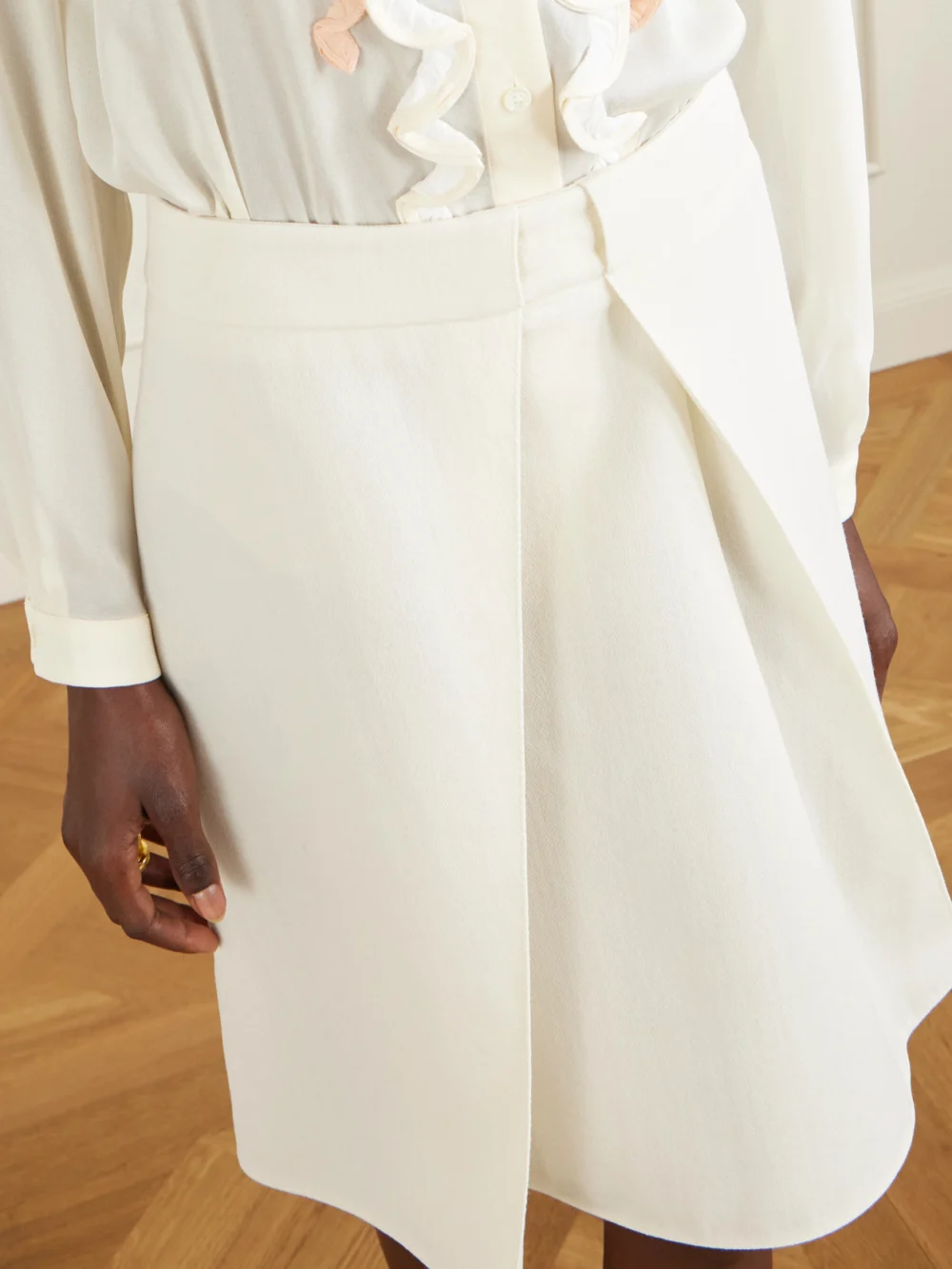 Close-up detail of the Marni Pleated Wool-crepe Skirt